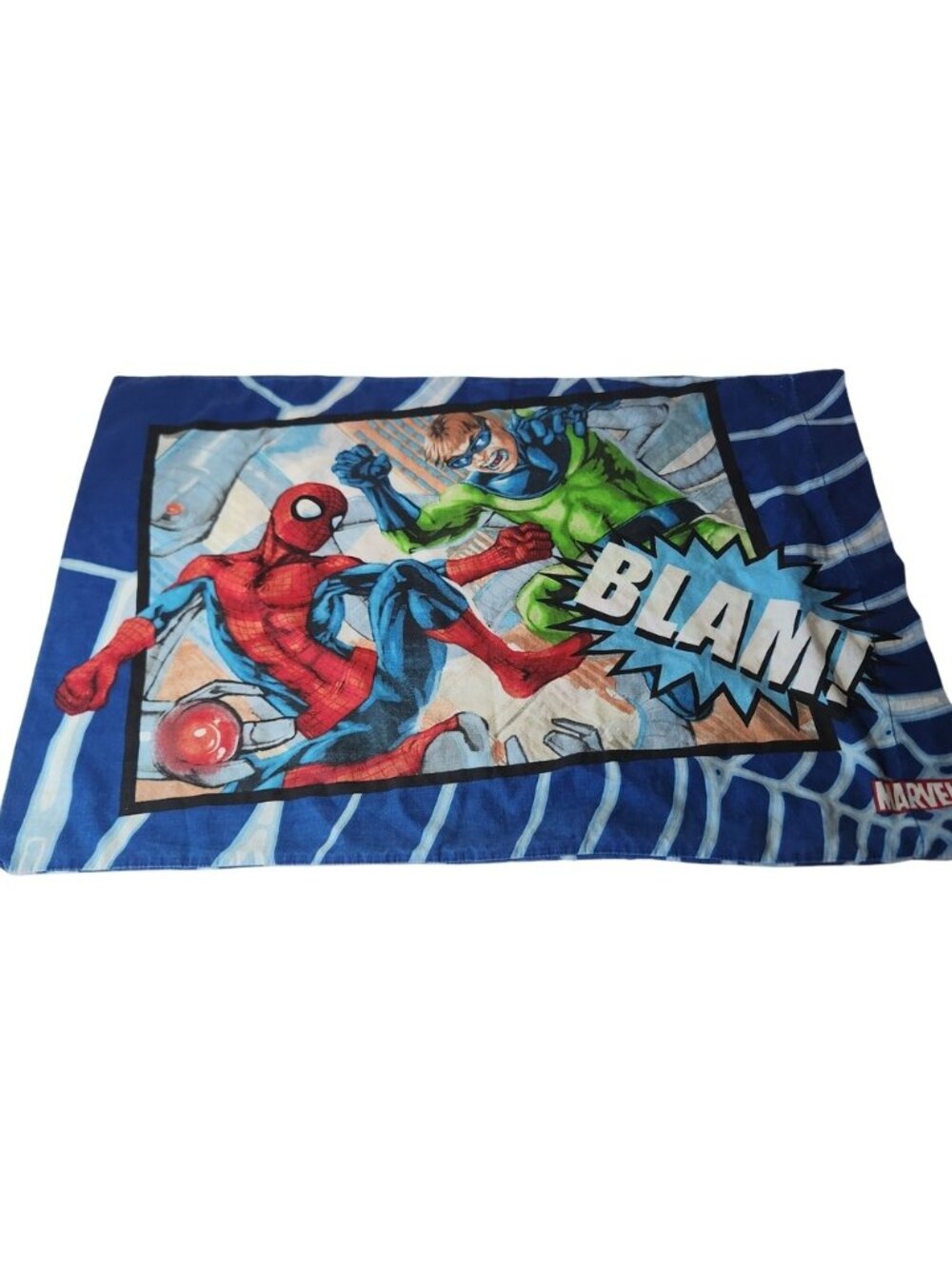 Marvel Spider-Man Comic Action Pillowcase Blue‎ Double Sided Blam Zing Graphic